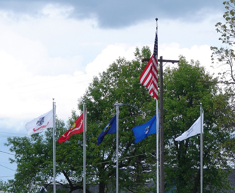 Eagle Scout Flagpole Project Helped By Many Local Hands Idaho Five Service Branch Flags Now Fly At The Veterans Memorial Garden On Grangeville S Main Street